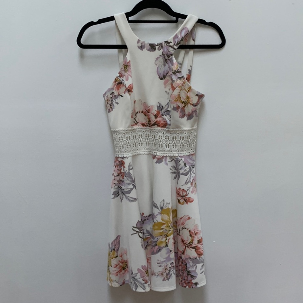 Jodi kristopher white dress lace and floral size 5 in juniors